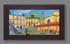 Cuadro de la Iglesia y ayuntamiento de Santurce